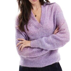 Scalpers Polo Brushed Jumper Sweater in Purple Lilac